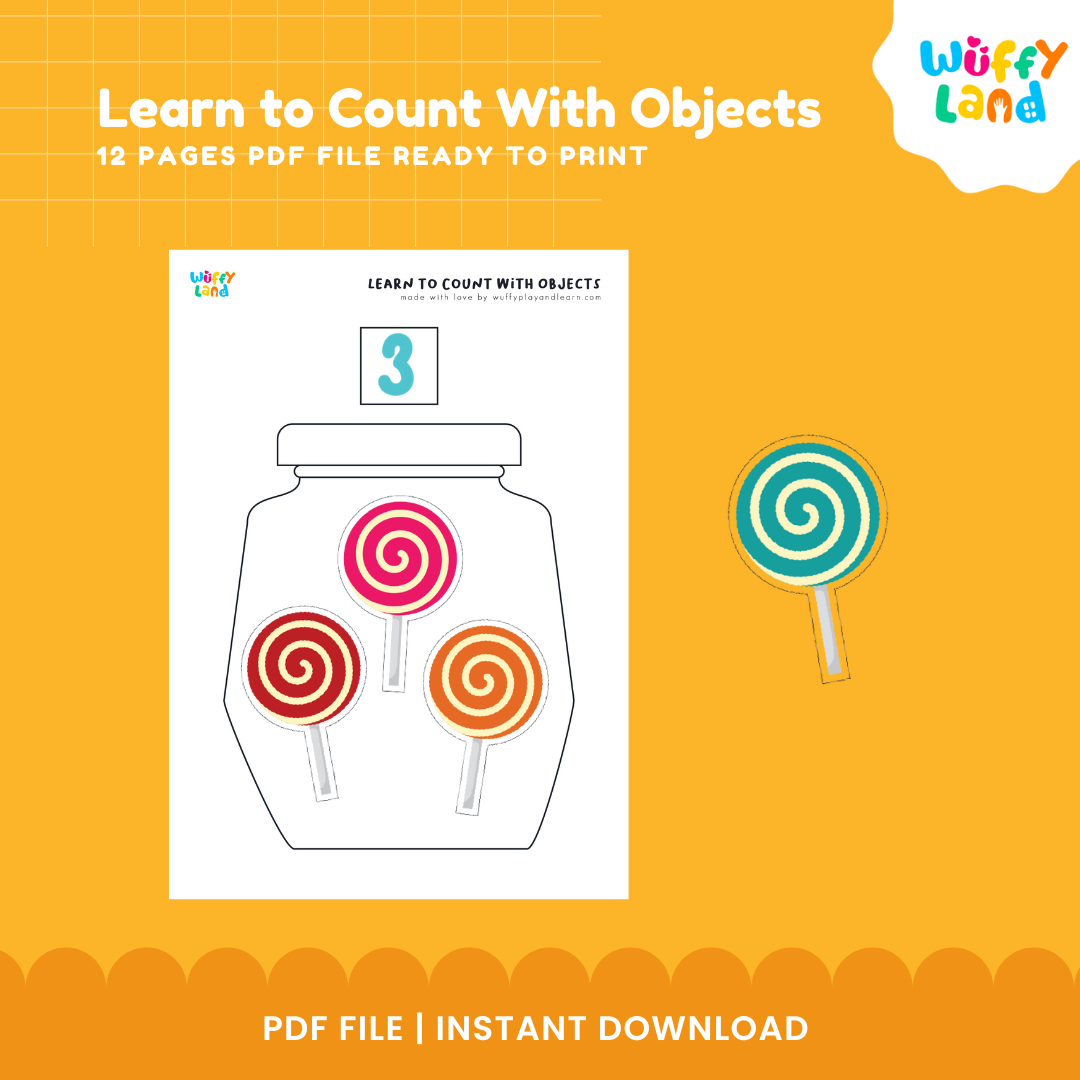 Learn to Count with Objects Printable 12-Page Educational Activity Set - Math Fun for Kids