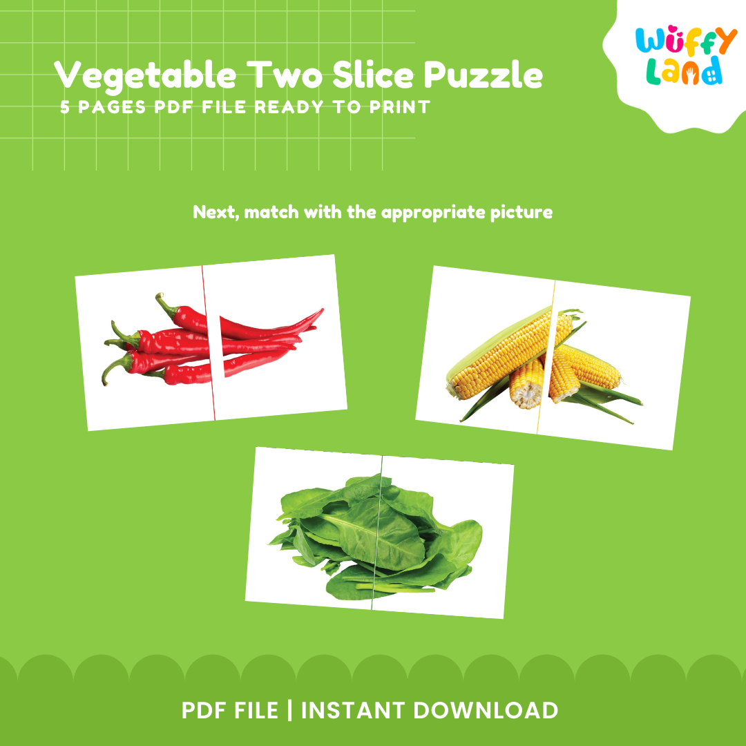 Vegetable Two Slice Puzzle - Fun Matching Game for Kids