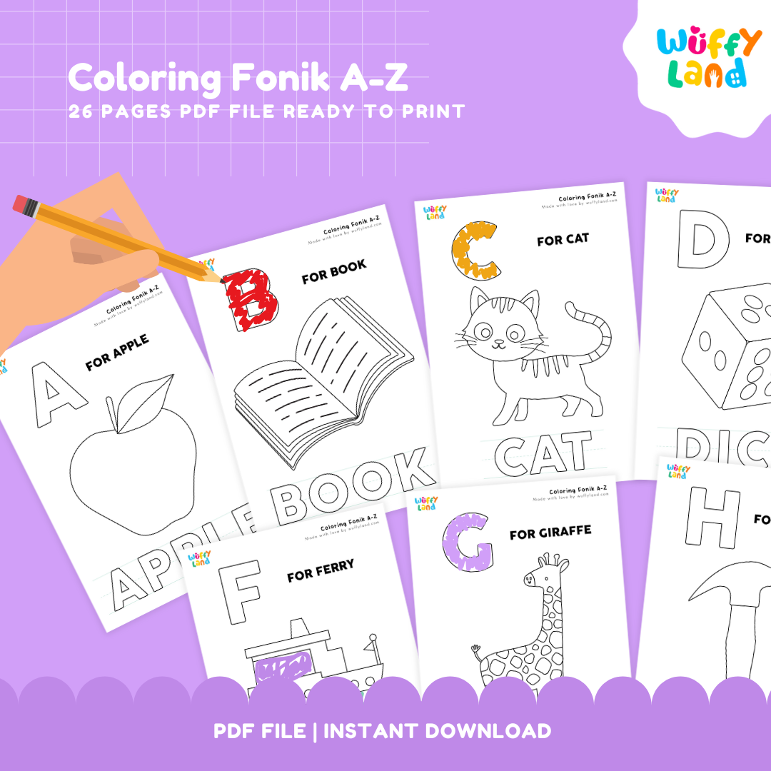 Coloring Phonics A-Z - Fun Alphabet Learning Activity Educational Phonics Coloring Pages for Kids