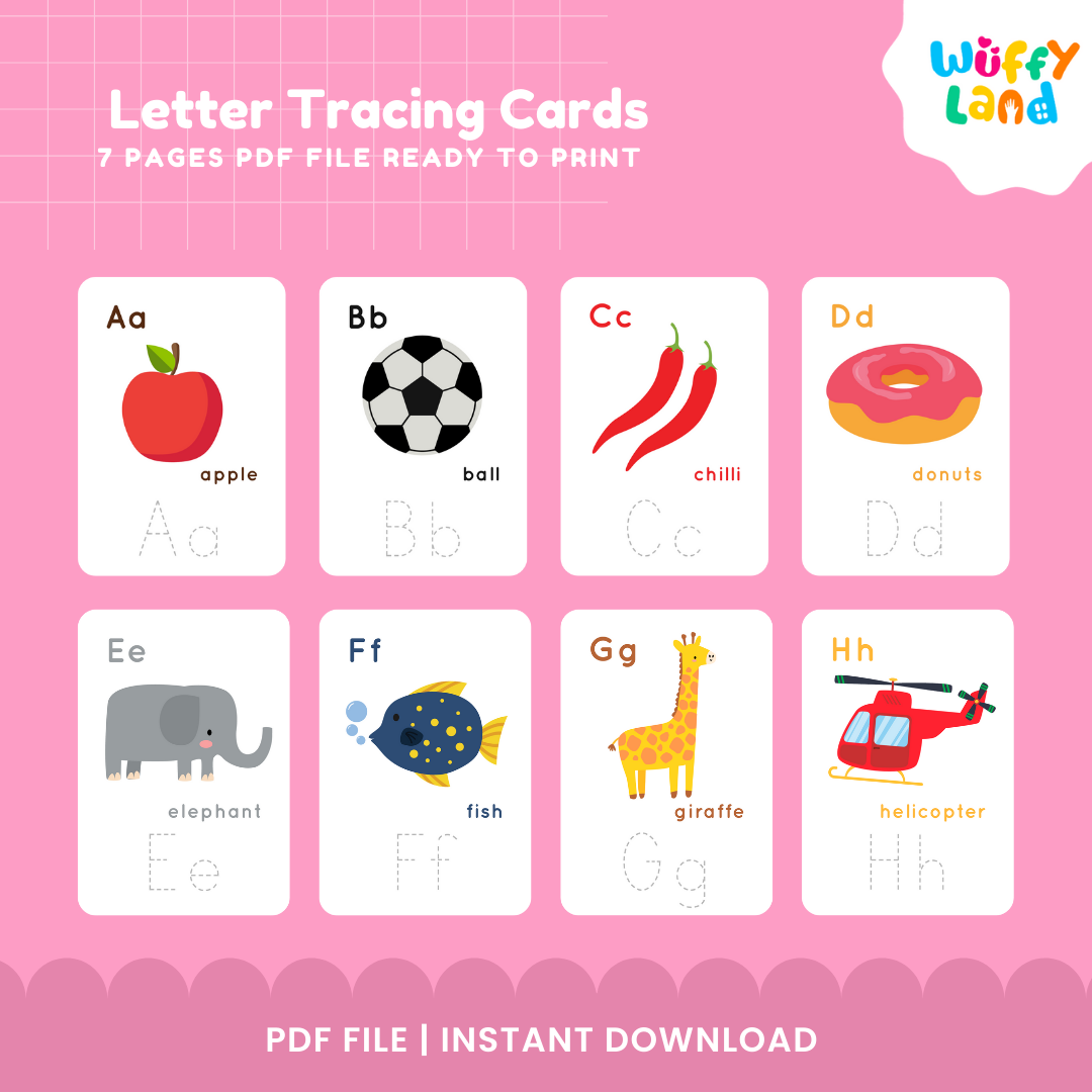 Letter Tracing Flashcards – A-Z Handwriting Practice