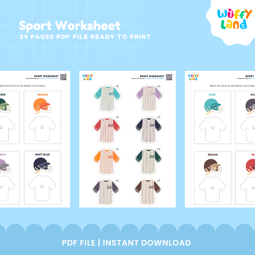 Sports-Themed Worksheets for Kids: Fun & Educational Activities | Printable PDF | Instant Download