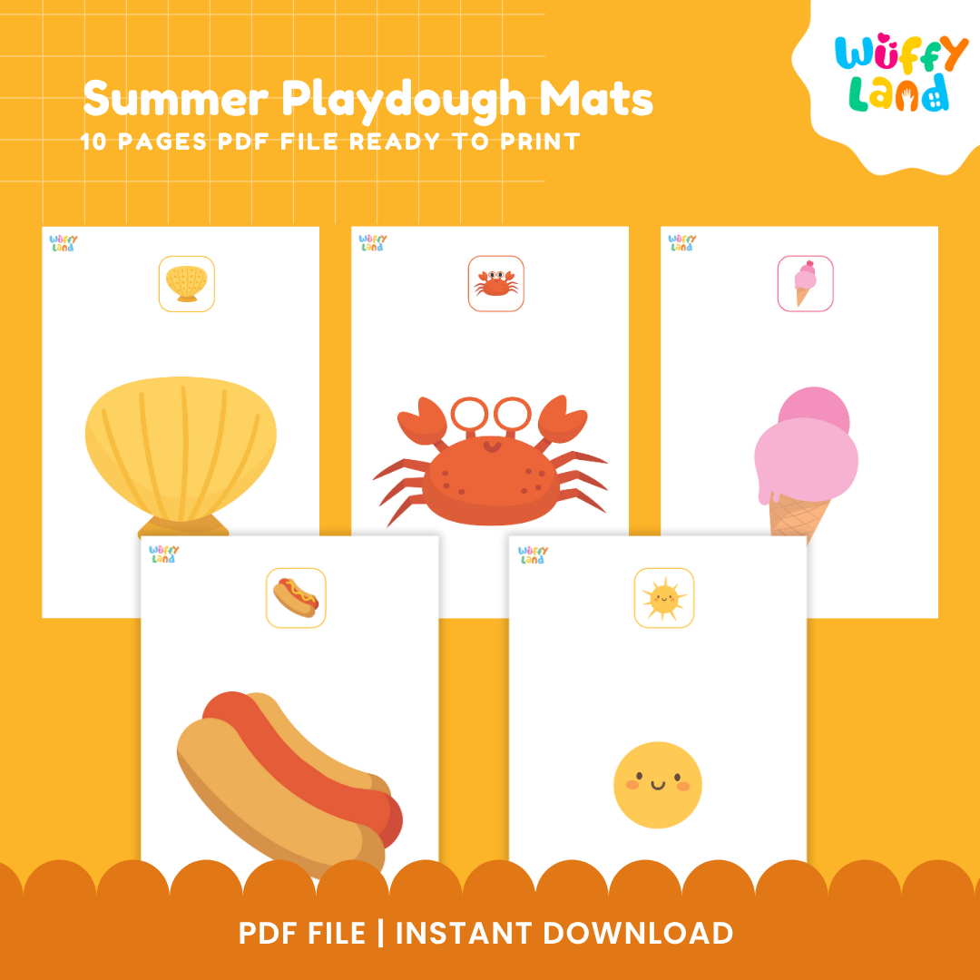 Alas Playdough Musim Panas - Aktivitas Motorik Halus untuk Prasekolah & Pra-TK - Cetak Musim Panas