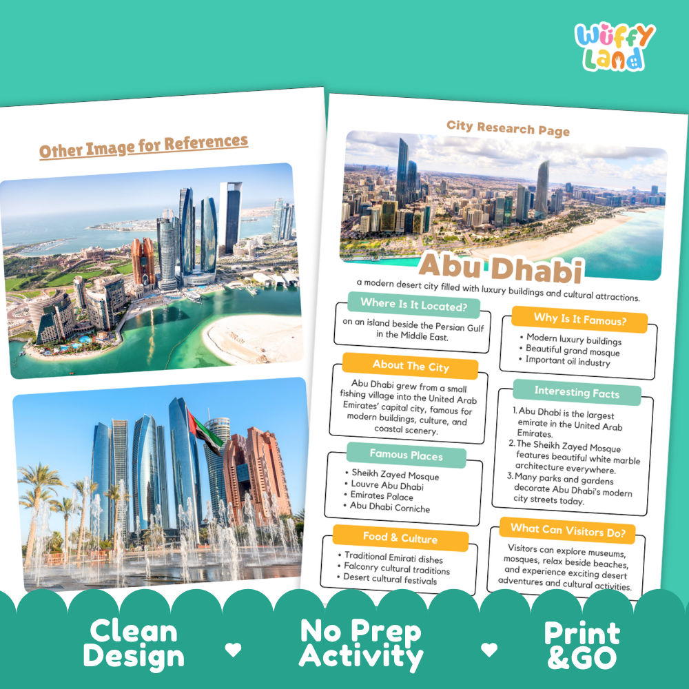Abu Dhabi City Research Worksheets and Fact Sheet