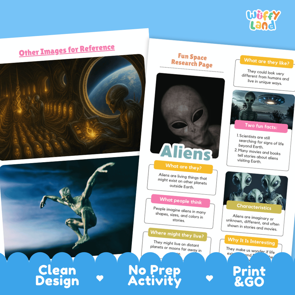 Aliens Solar System Research Project Worksheets and Fact Sheet