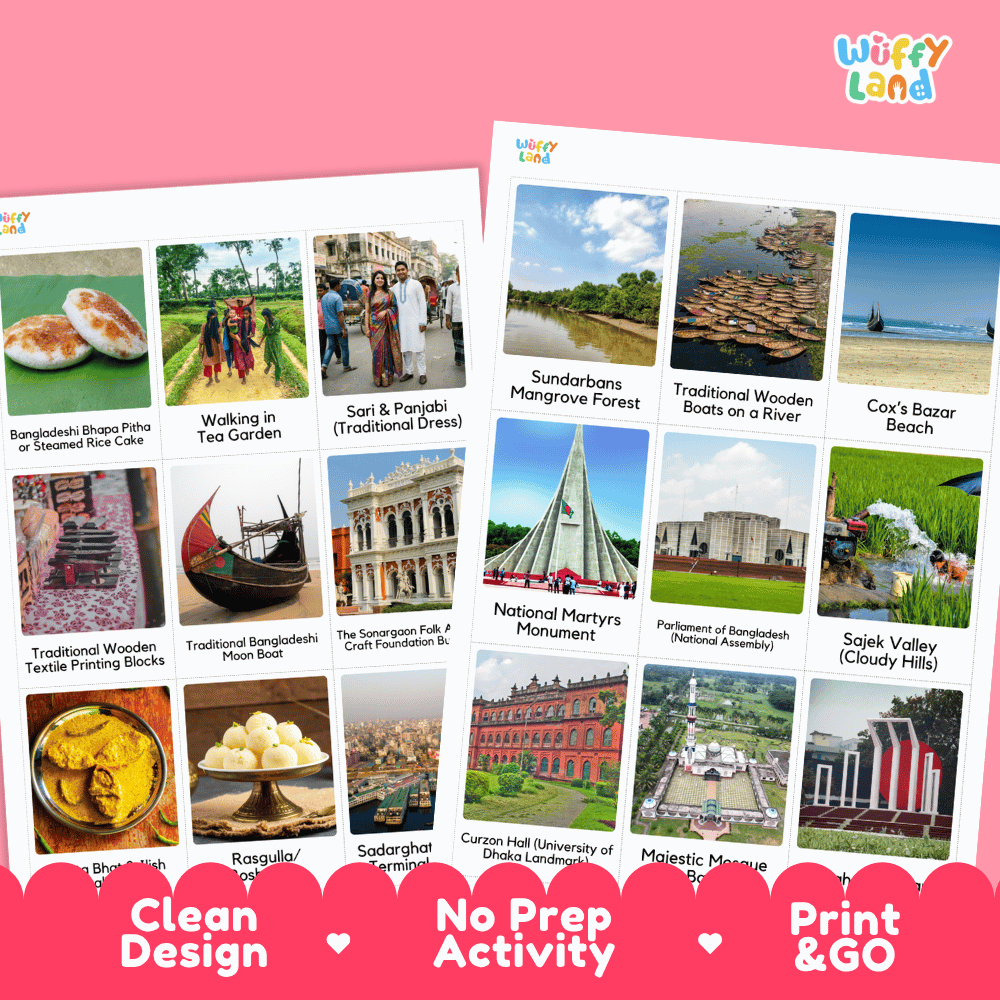 All About Bangladesh Flashcards Food Culture and Landmarks Printable