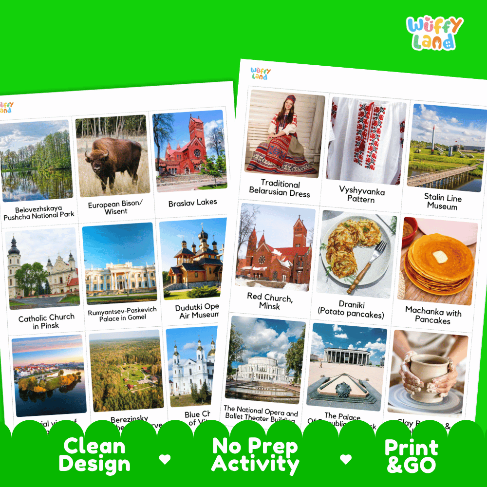 All About Belarus Flashcards Food Culture and Landmarks Printable Cards