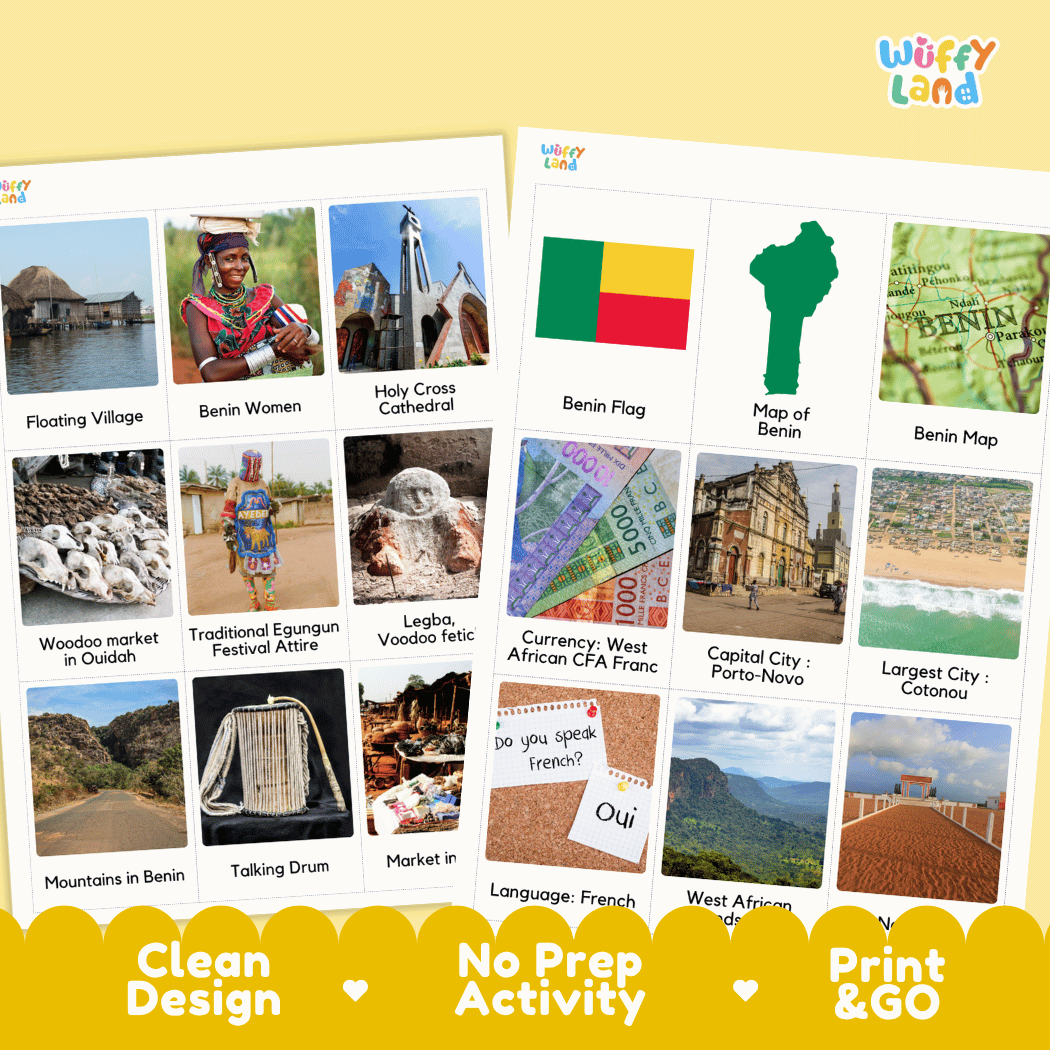 All About Benin Flashcards - Food, Culture & Landmarks Printable Cards