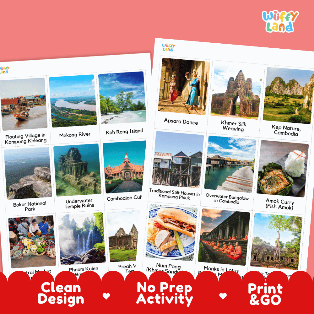 All About Cambodia Flashcards Food Culture and Landmarks Printable