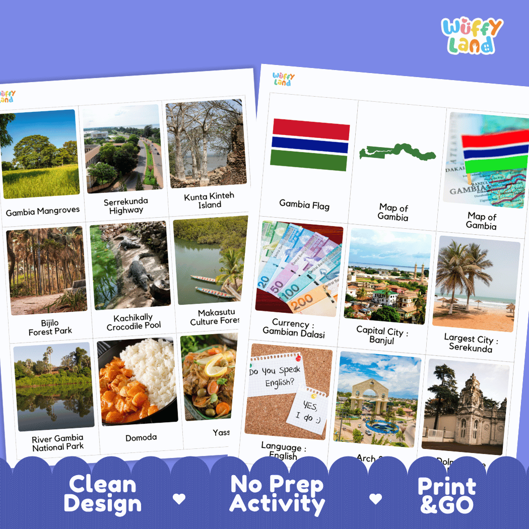 All About Gambia Flashcards - Food, Culture & Landmarks Printable Cards