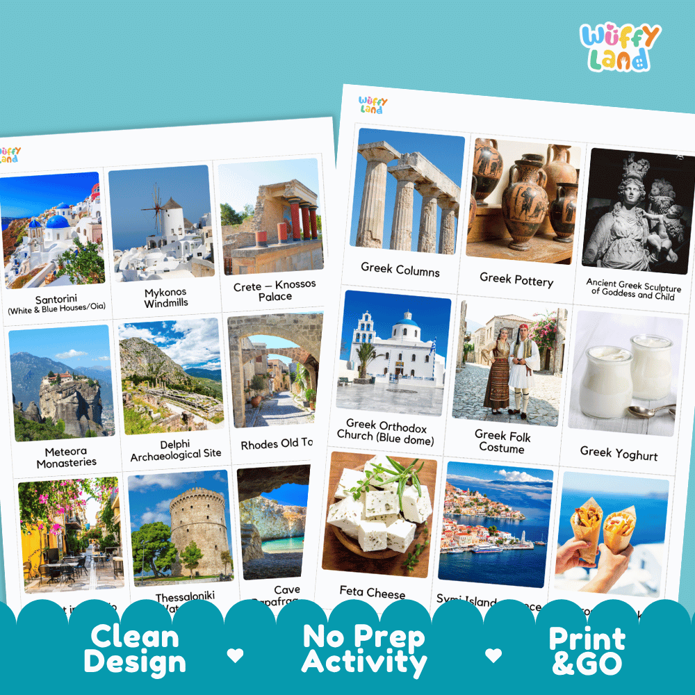 All About Greece Flashcards Food Culture and Landmarks Printable