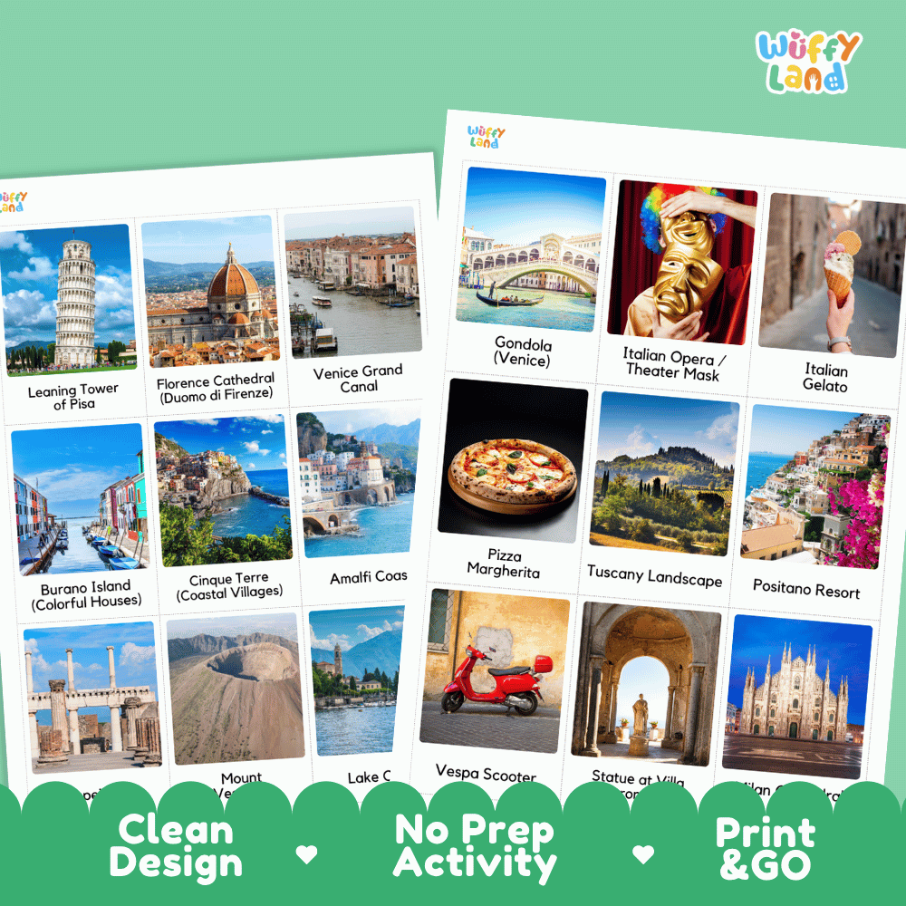 All About Italy Flashcards Food Culture and Landmarks Printable