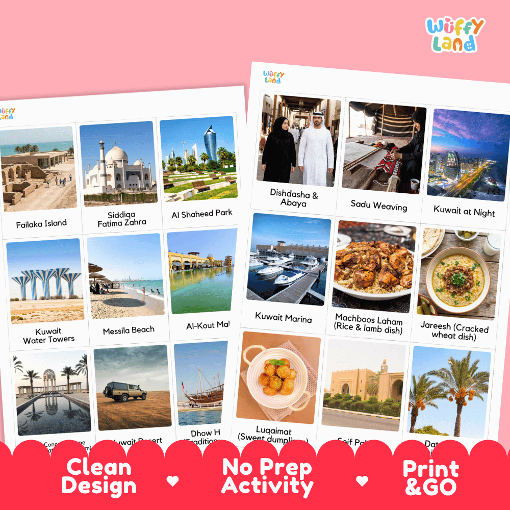 All About Kuwait Flashcards | Food, Culture, and Landmarks Geography Activity