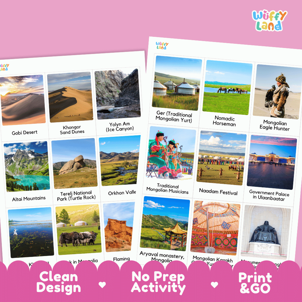 All About Mongolia Flashcards Food Culture and Landmarks Printable