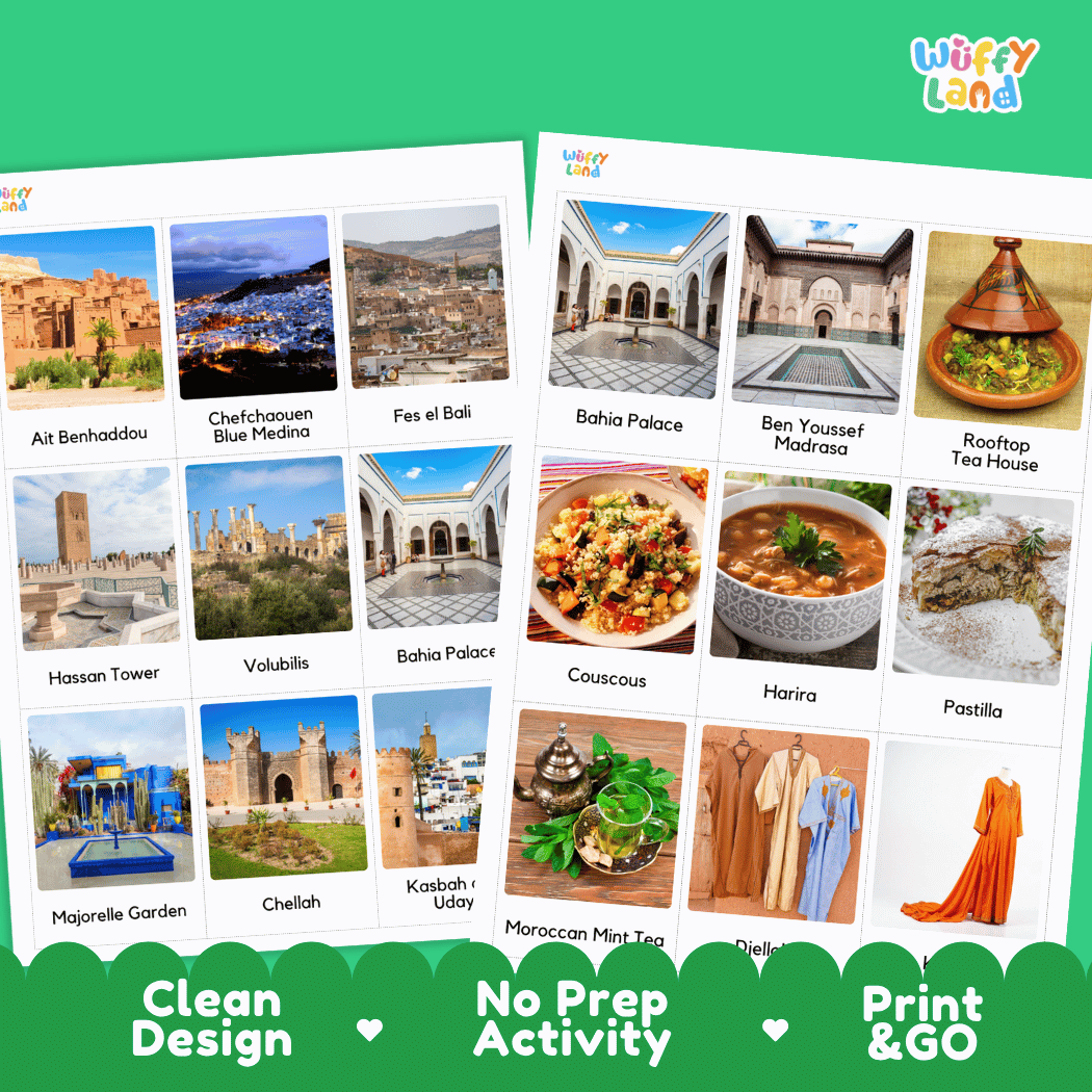 All About Morocco Flashcards - Food, Culture & Landmarks Printable Cards