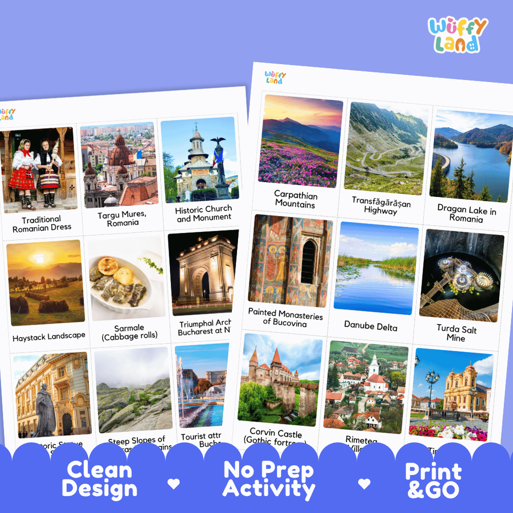All About Romania Flashcards Food Culture and Landmarks Printable