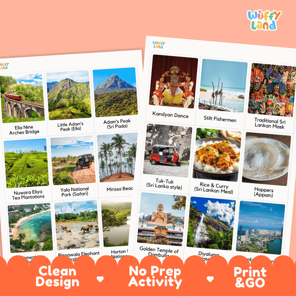 All About Sri Lanka Flashcards Food Culture and Landmarks Printable