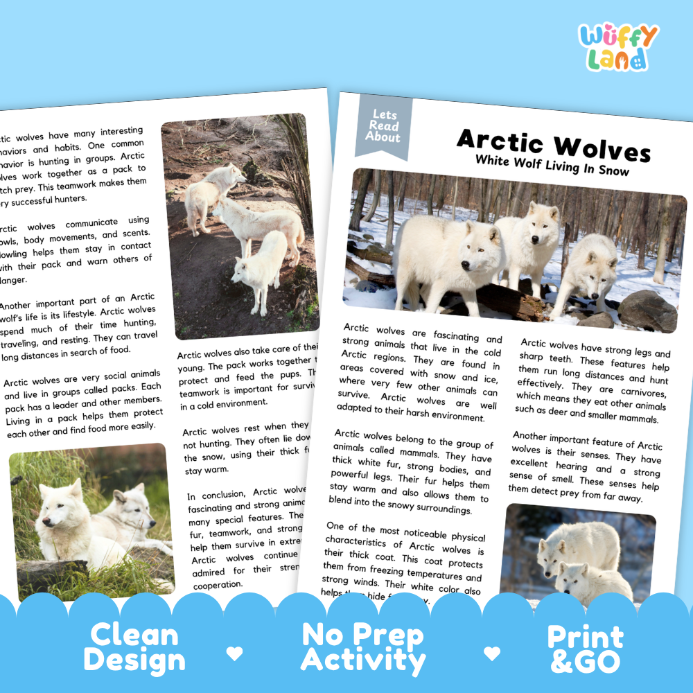Arctic Wolves Reading Passage and Questions Worksheets with Answer Key