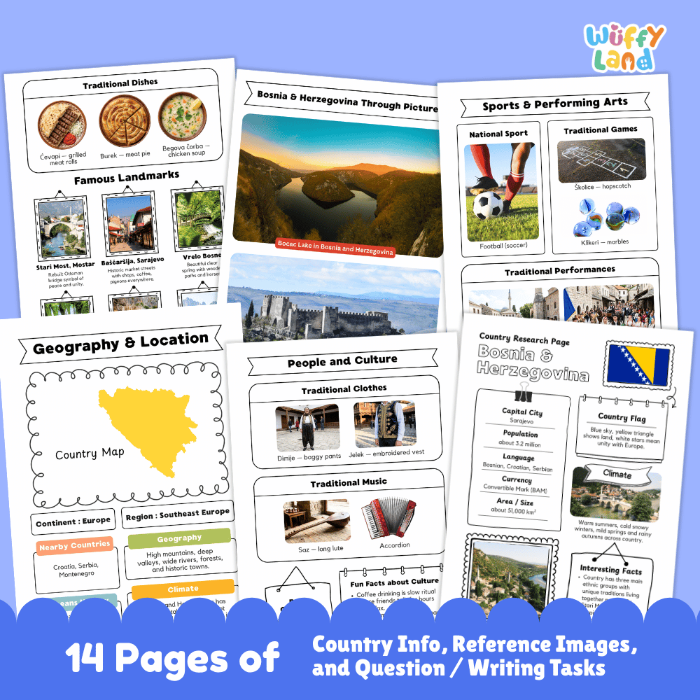 Bosnia & Herzegovina Country Research Project | Geography Worksheets and Writing Tasks