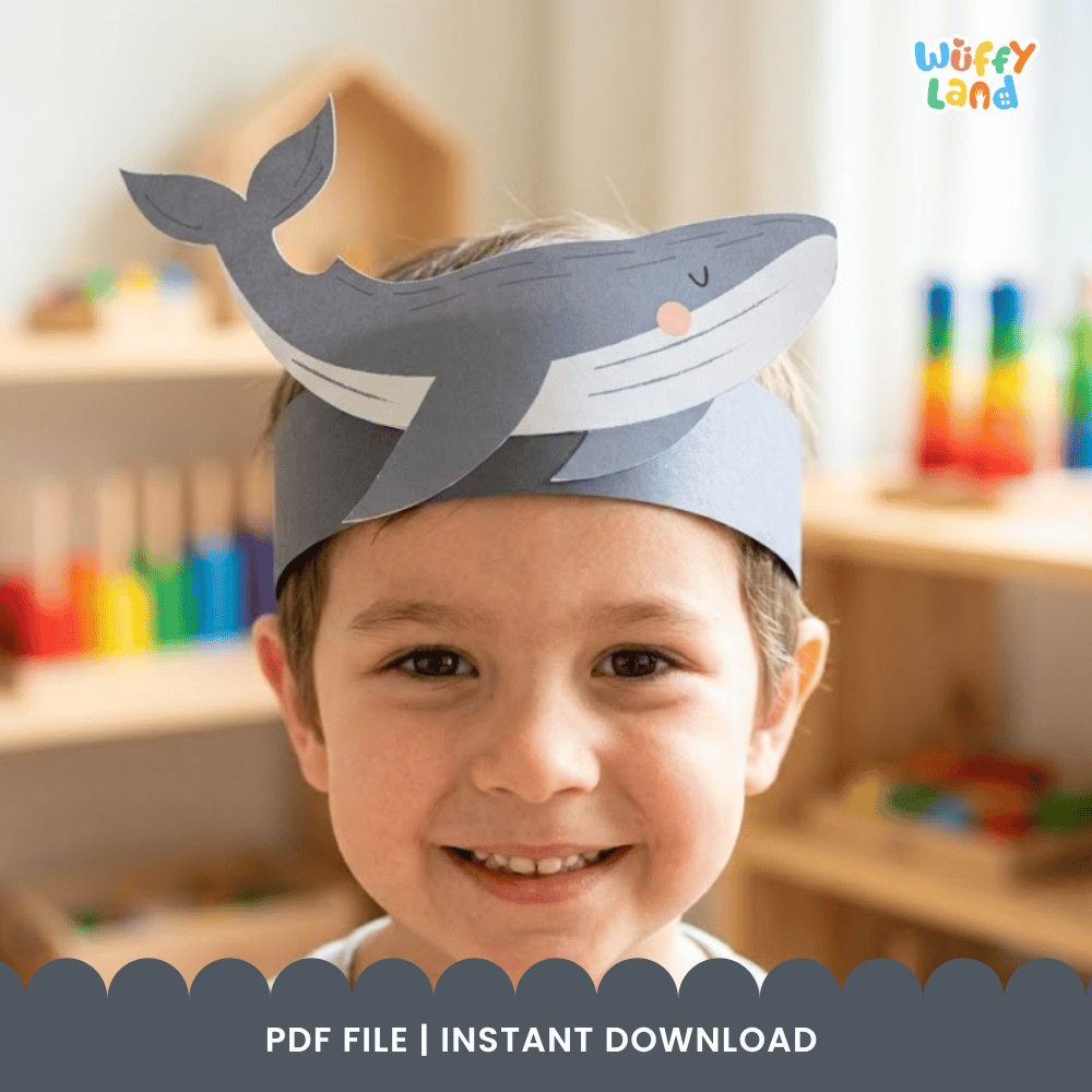 Bowhead Whale Crown Ocean Animal Hat Printable Craft Activity Headband Cutouts