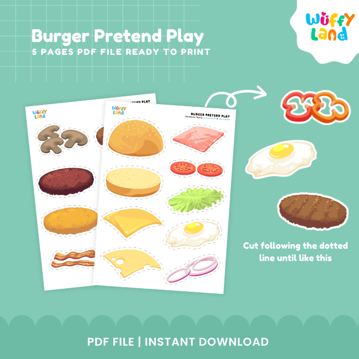 Burger Pretend Play Printable Activity dramatic play Center Cutouts and Menu Cards