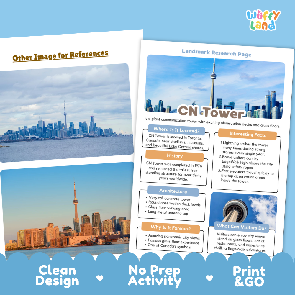 CN Tower Landmark Research Project Worksheets and Fact Page