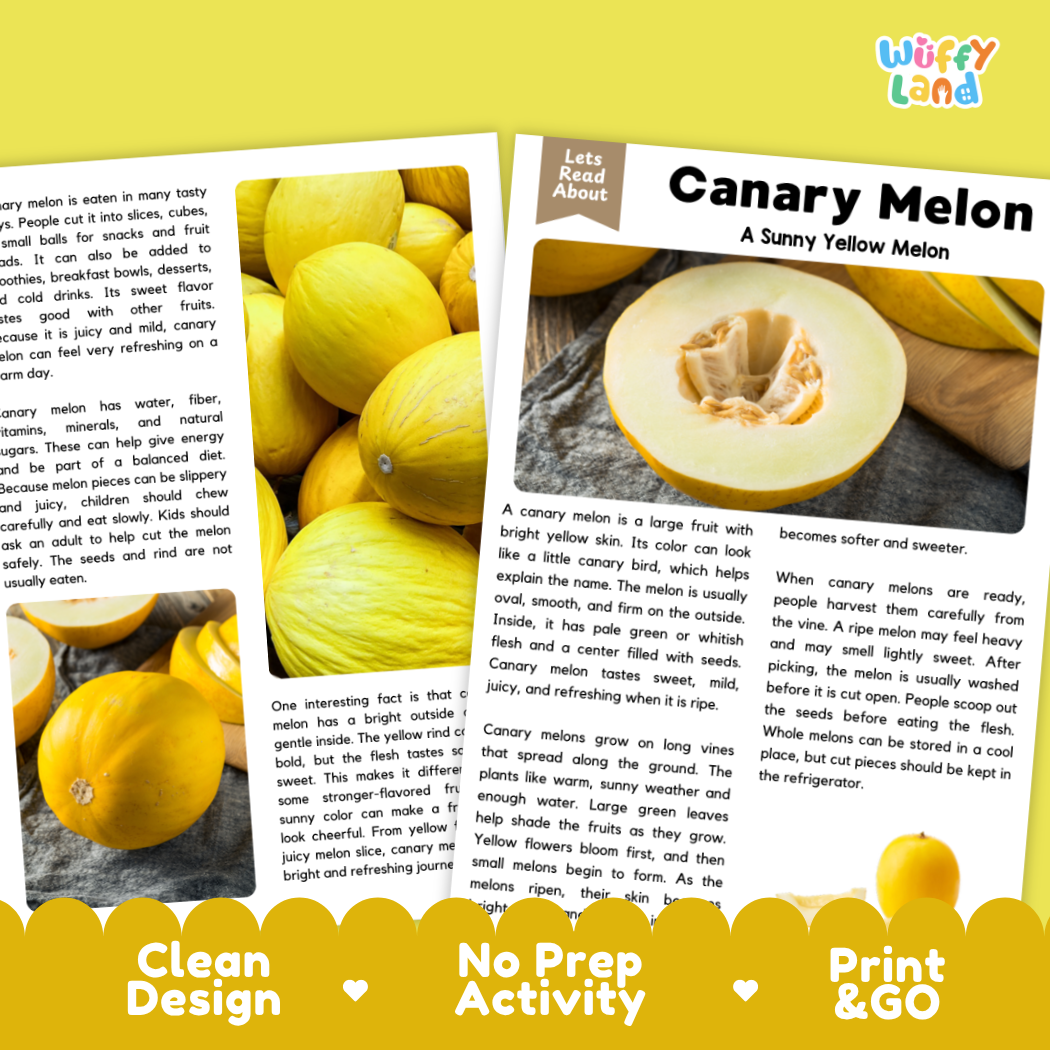 Teacher answer key page showing complete question solutions for Canary Melon nature and science reading comprehension practice