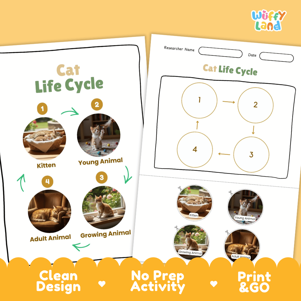 Cat Lifecycle Poster and Cut and Paste Activity Worksheets | Mammal Science Printables