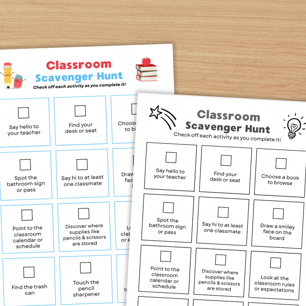 Classroom Scavenger Hunt Back to School Activity Sheet Editable in PPT