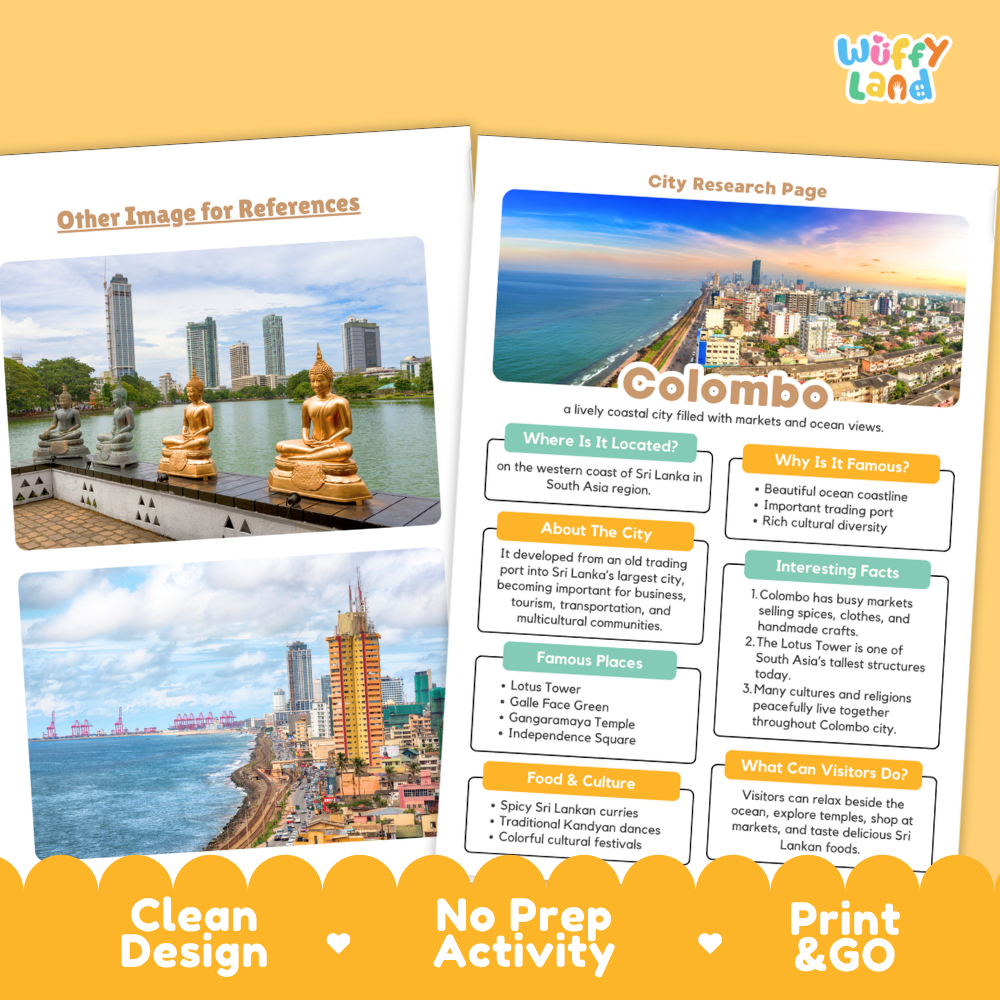 Colombo City Research Worksheets and Fact Sheet