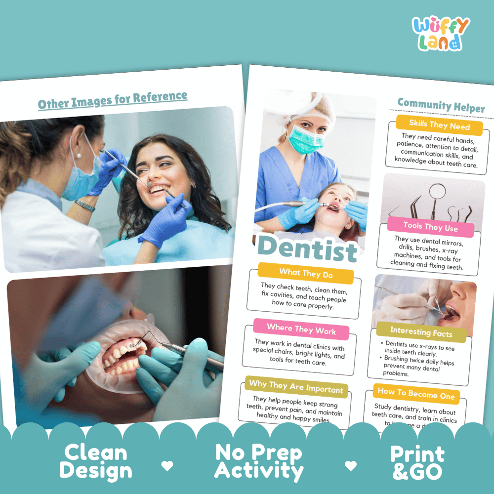 Dentist Community Helper Research Pages and Worksheets