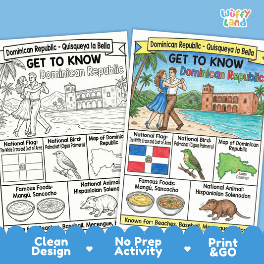 Dominican Republic Country Study Geography Coloring Page Worksheet Activity