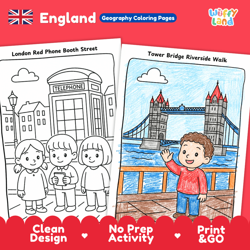 England Geography Coloring Pages Worksheets