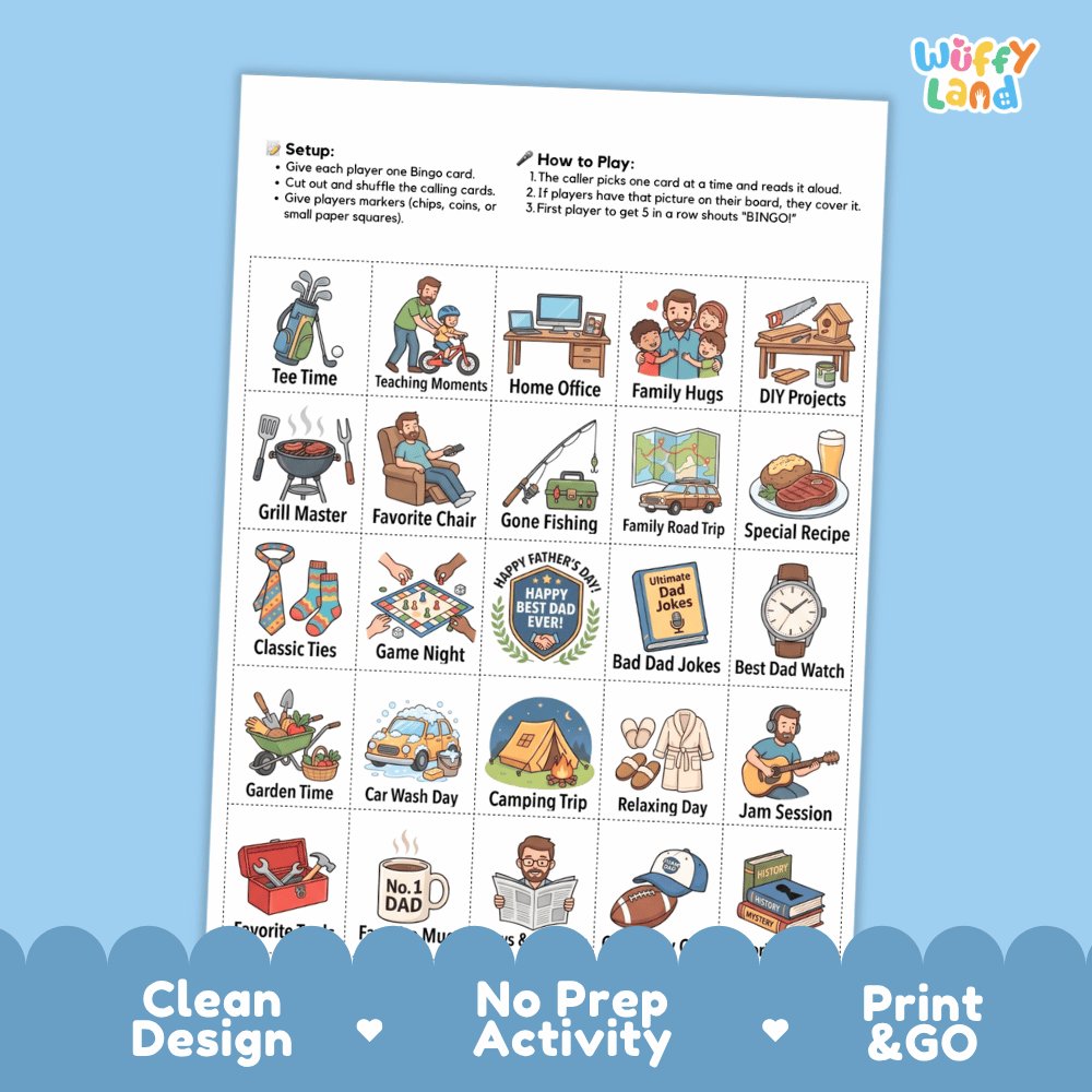 Fathers Day Bingo Games Printable Holiday Activities