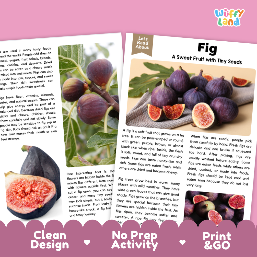 Teacher answer key page showing complete question solutions for Fig nature and science reading comprehension practice