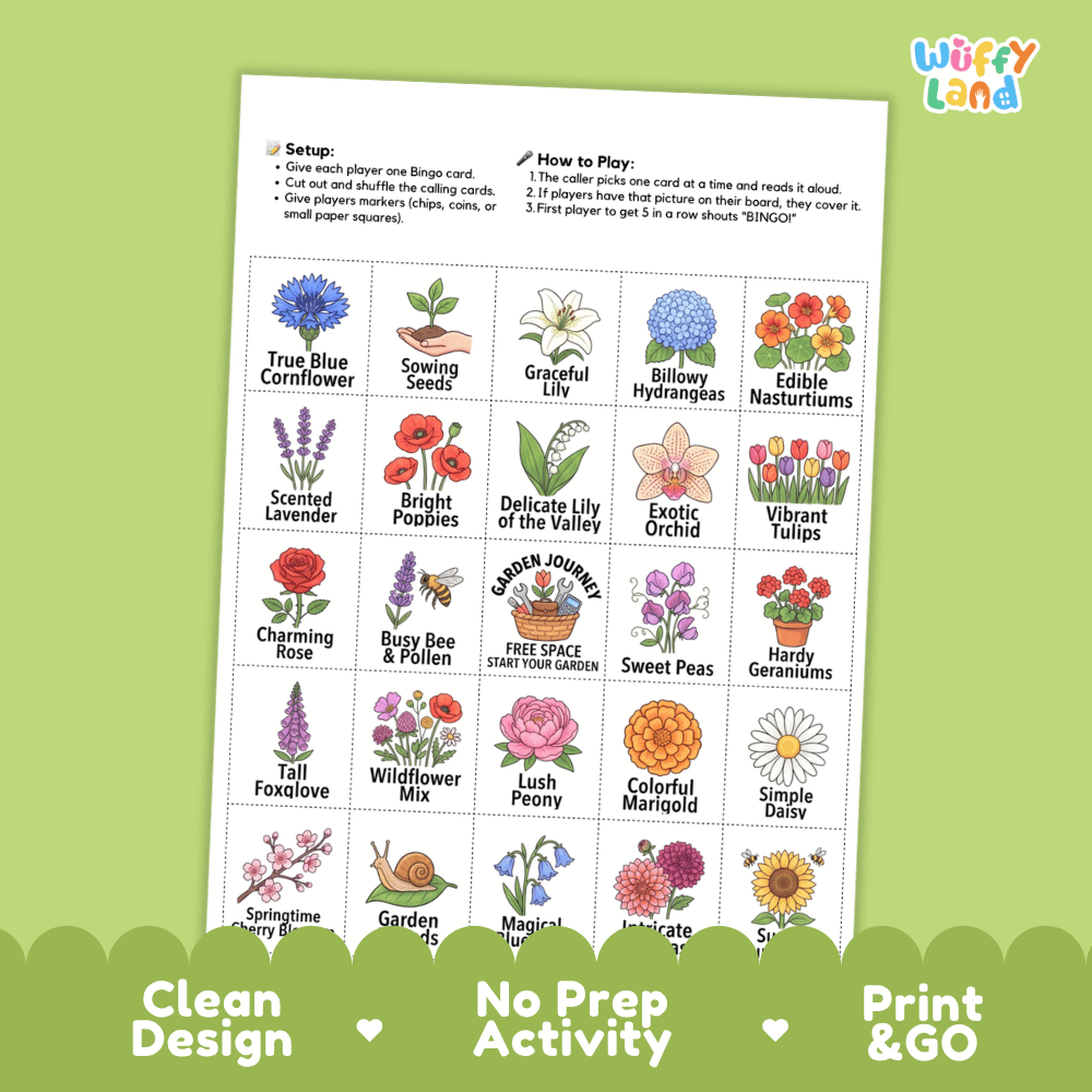 Flowers Bingo Games Printable Spring Plant Activities