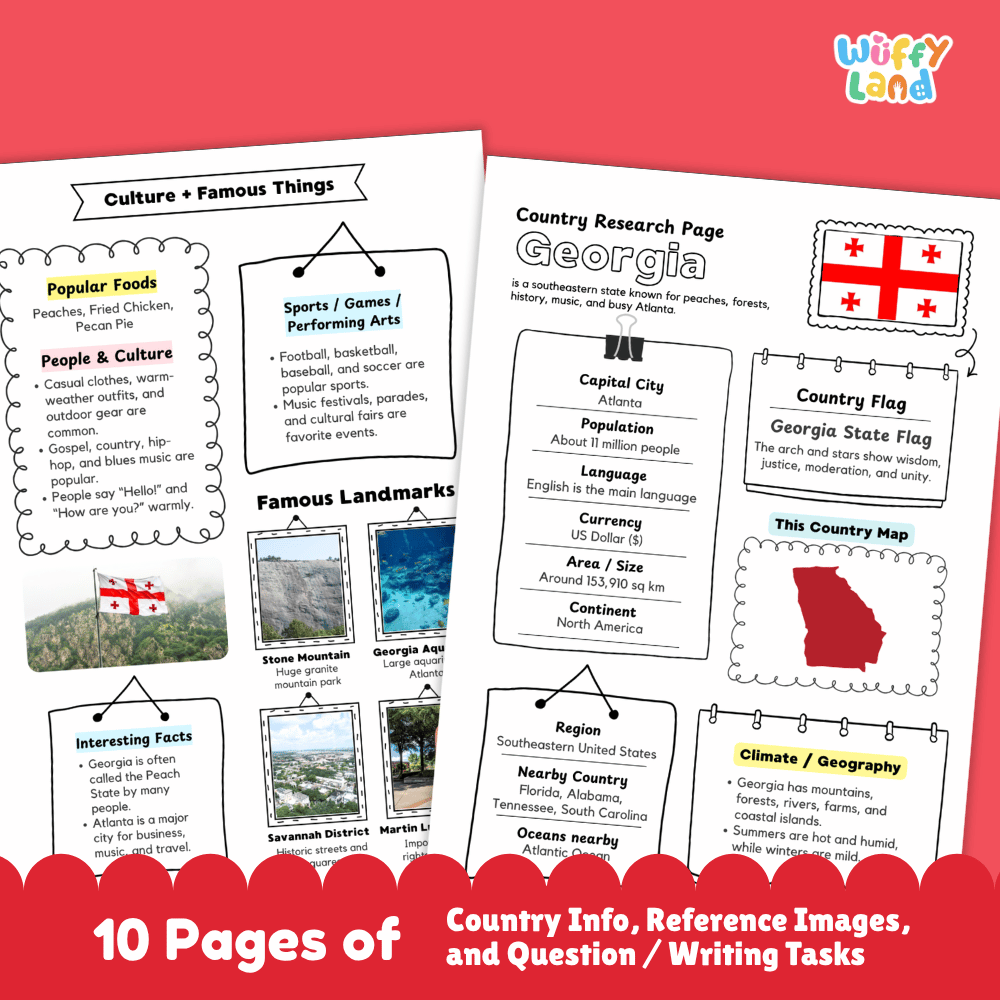 Georgia Country Research Project Worksheets and Activity Pages