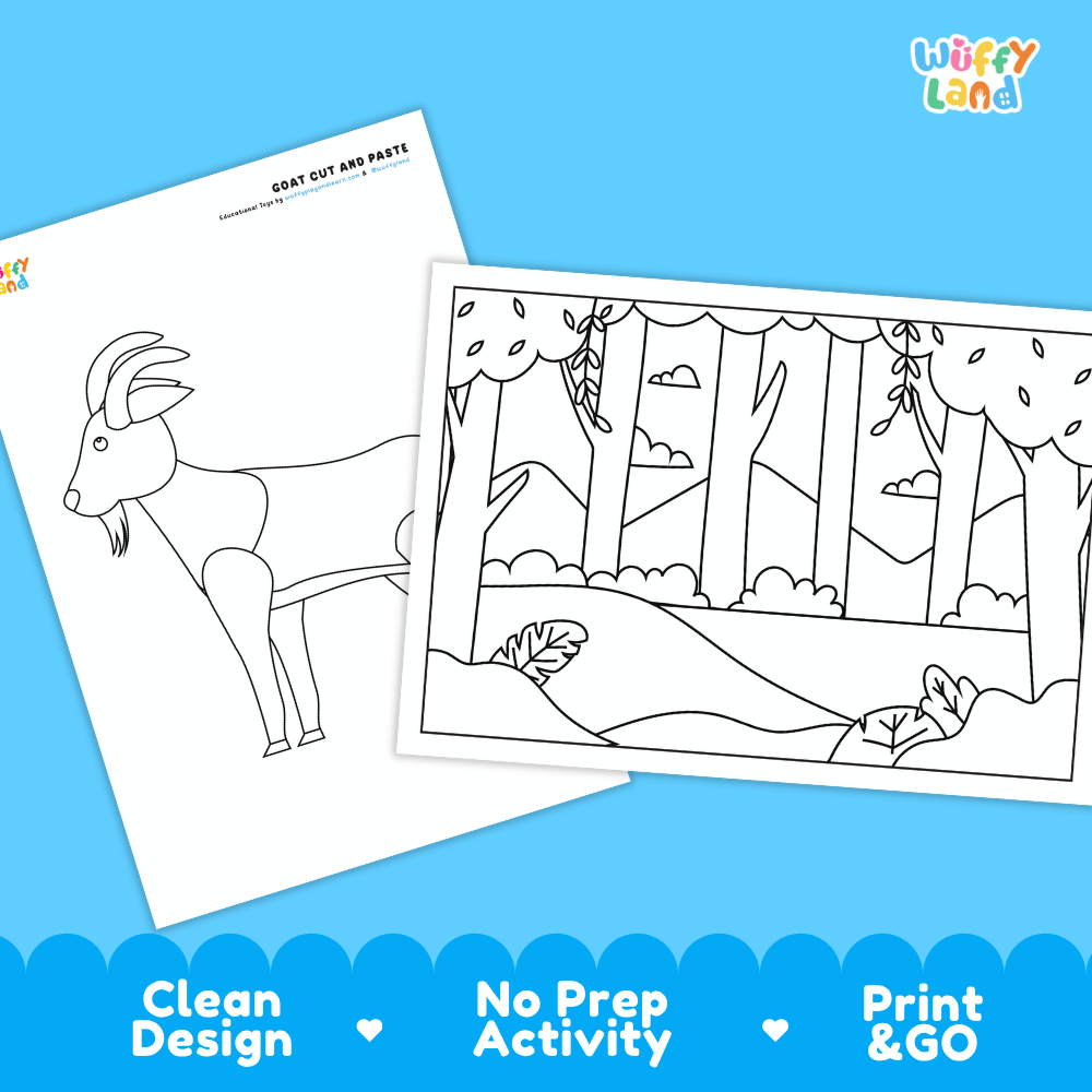 Goat Cut and Paste and Coloring Activity Worksheets