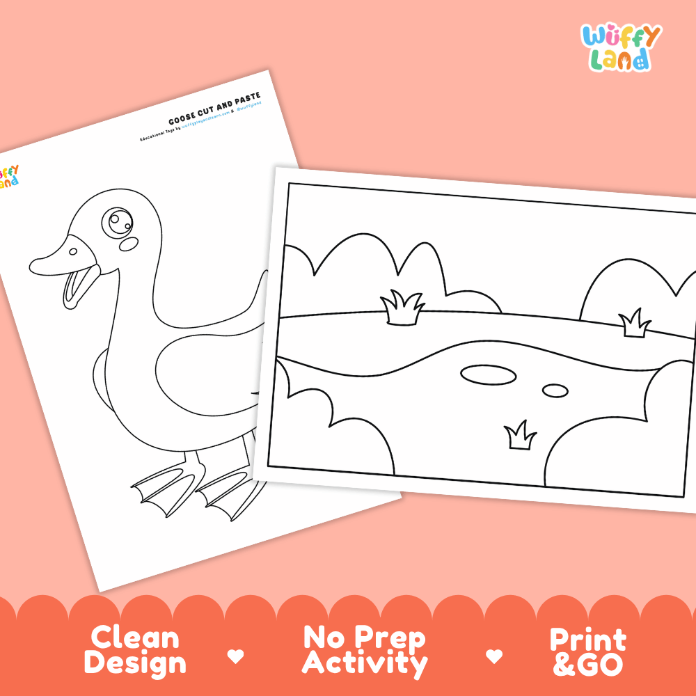 Goose Cut and Paste and Coloring Activity Worksheets