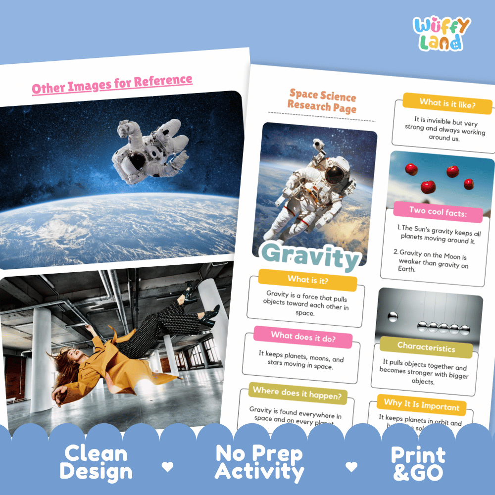 Gravity Solar System Research Project Worksheets and Fact Sheet