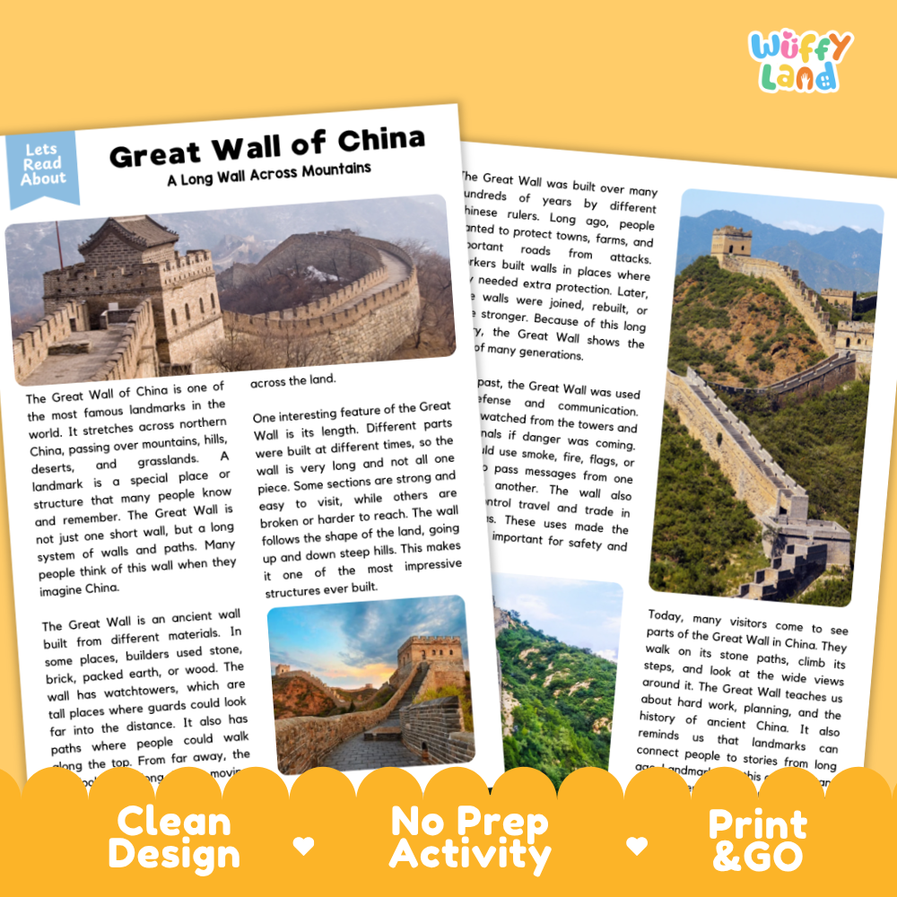 Great Wall of China Landmark Reading Passage and Comprehension Questions