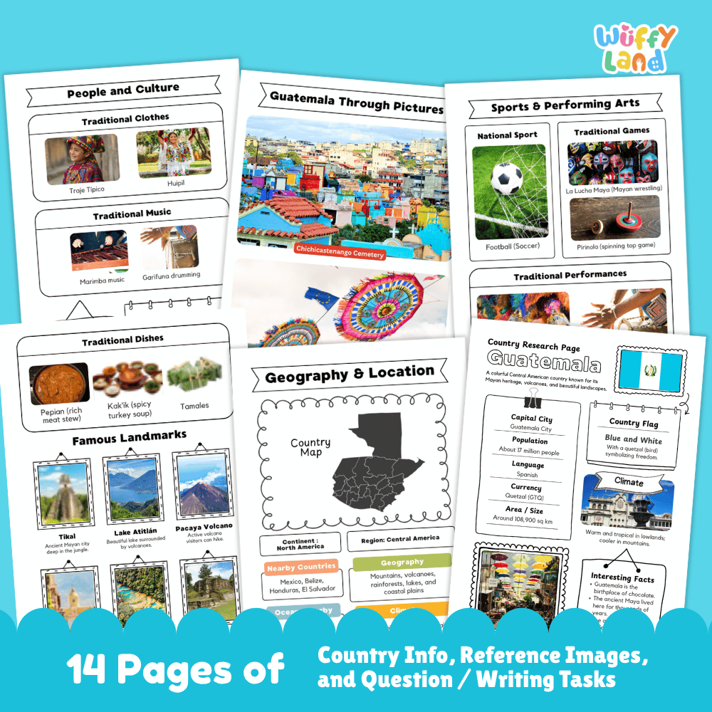 Guatemala Country Research Project Worksheets and Activity Pages