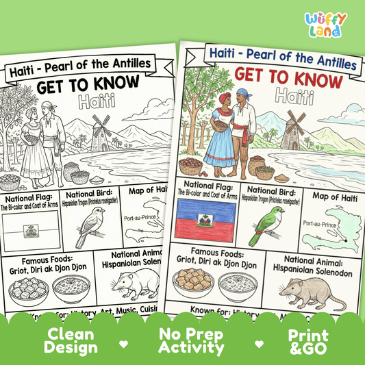 Haiti Country Study Geography Coloring Page Worksheet Activity | Caribbean