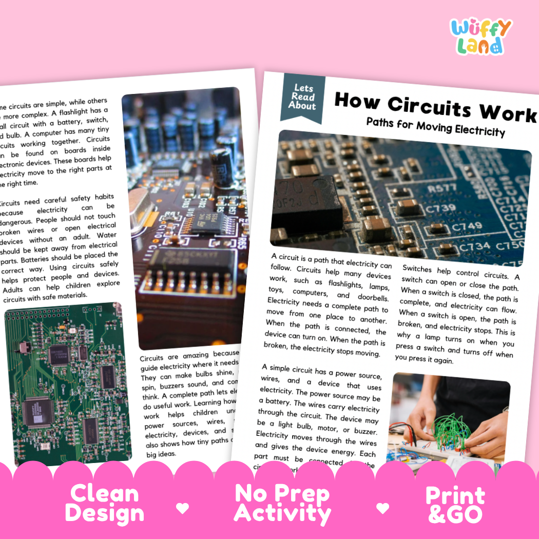 Teacher answer key page showing complete question solutions for How Circuits Work physical science reading comprehension practice