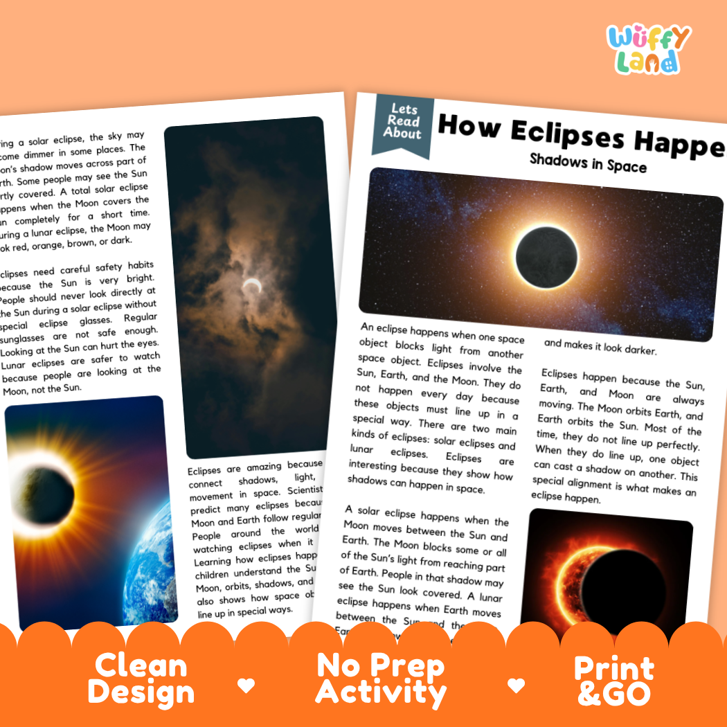 Teacher answer key page showing complete question solutions for eclipses reading comprehension practice