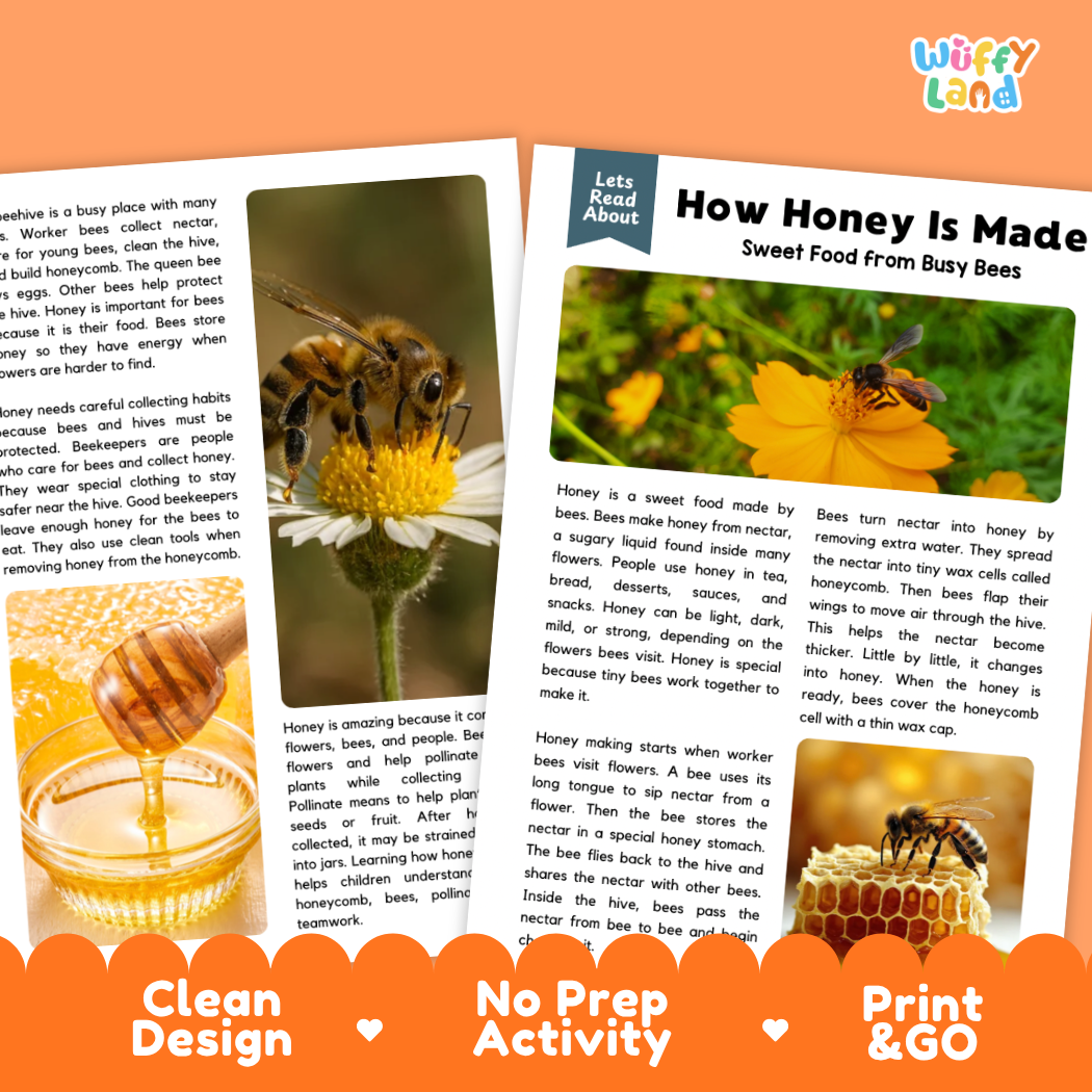 Teacher answer key page showing complete question solutions for honey making life science reading comprehension practice