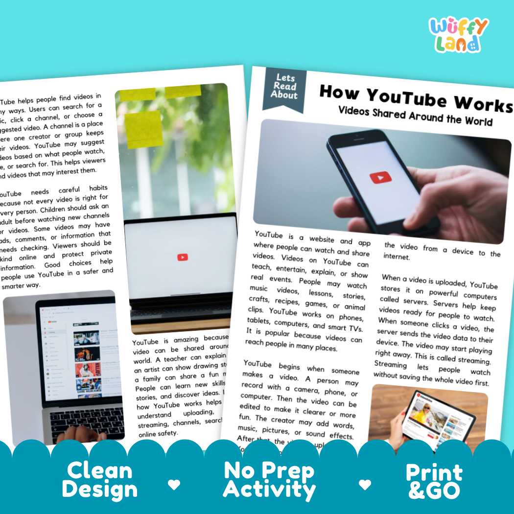 Teacher answer key page showing complete question solutions for YouTube and streaming technology reading comprehension practice