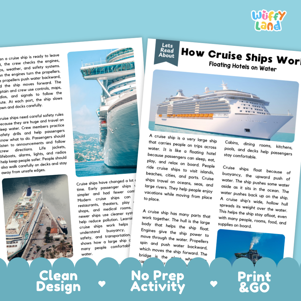 How Cruise Ships Work Reading Passage and Questions Worksheets