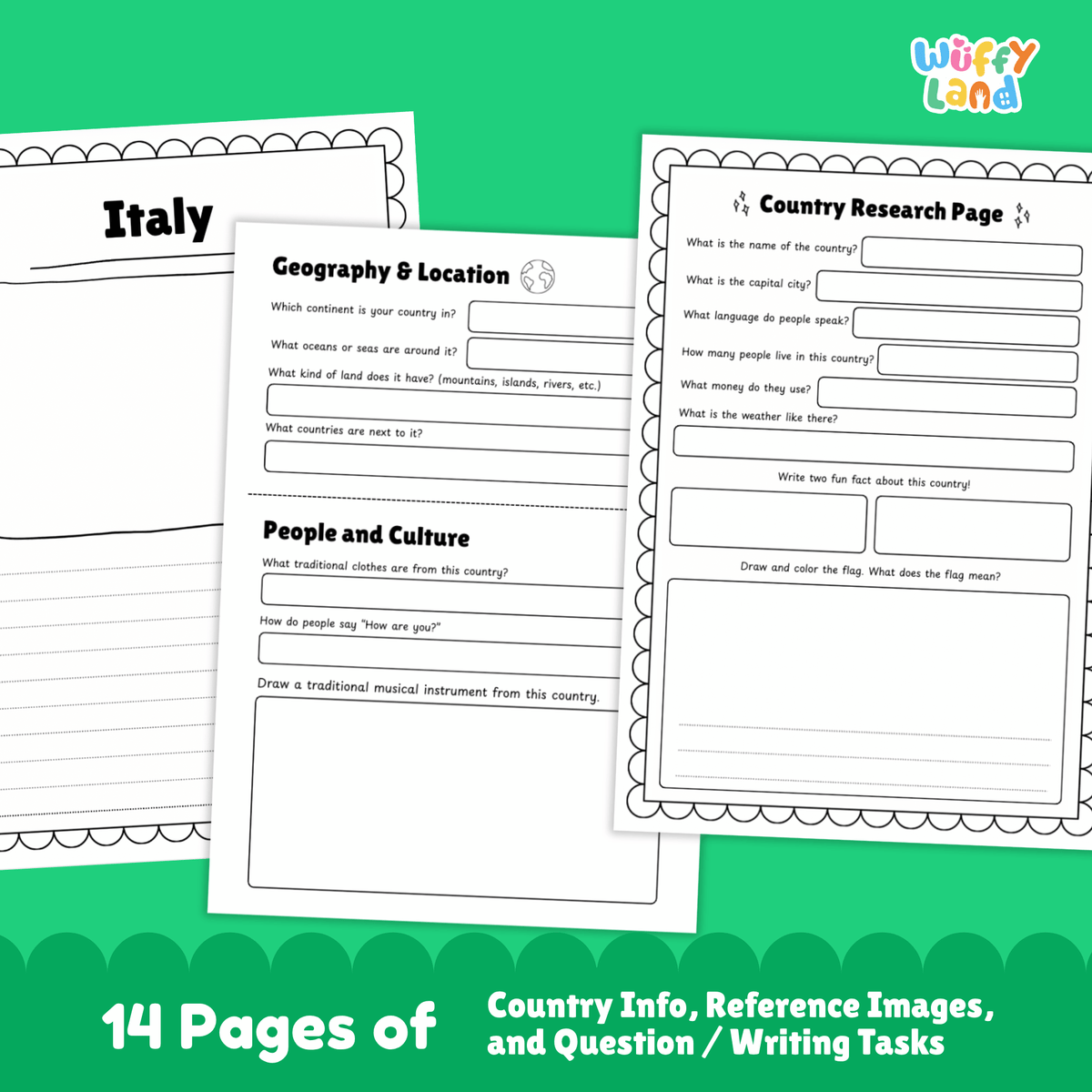 ITALY Country Study | Geography Research Project & Printable Worksheets