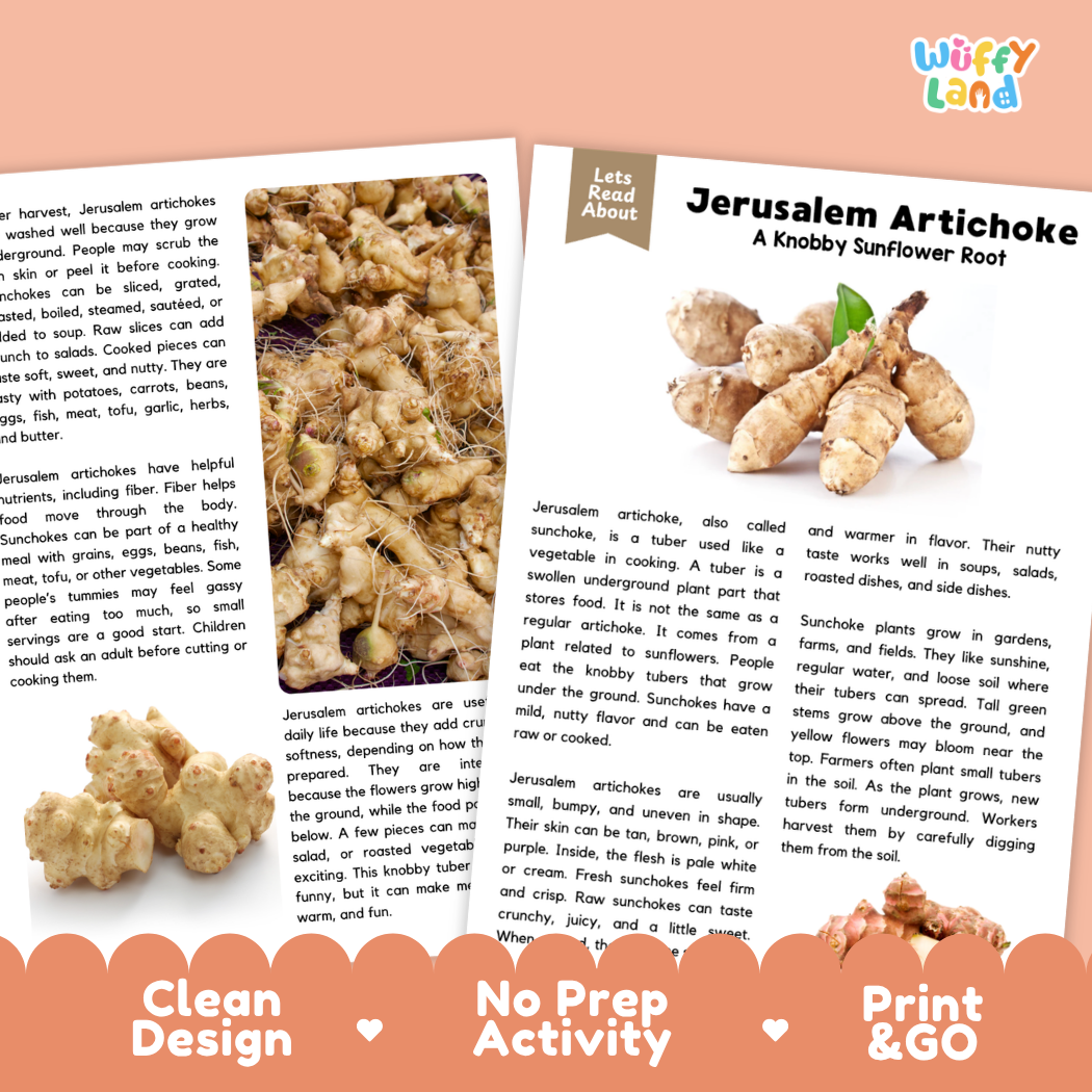 Teacher answer key page showing complete question solutions for Jerusalem artichoke sunchoke reading comprehension practice