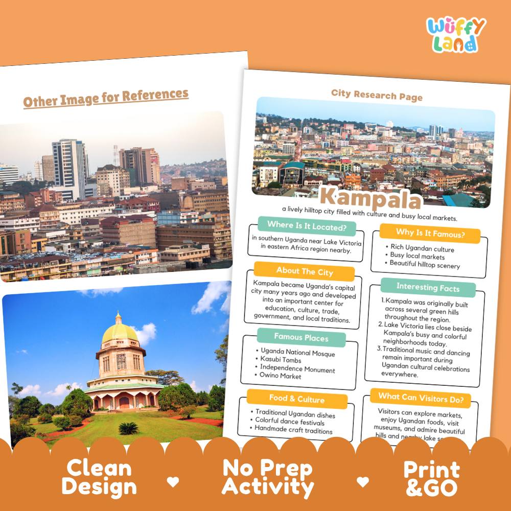 Kampala City Research Project Worksheets and Fact Page Activity